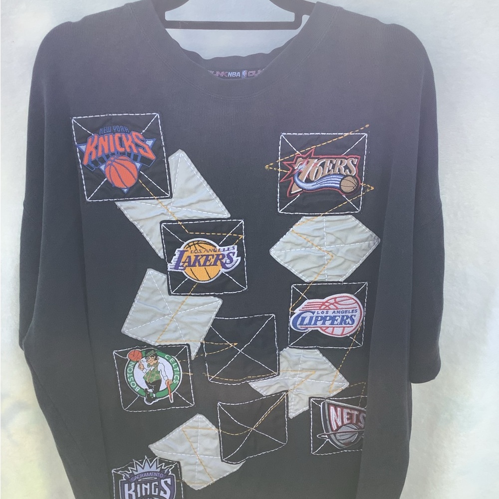 RARE DUNK NBA Embroidered Team Logos Short Sleeve Sweater Shirt Men’s Size: 3XL